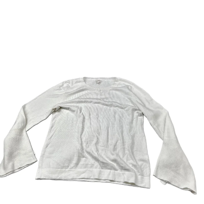 women's long sleeve tops made of synthetic fiberWhite Top Long Sleeve By J. Crew, Size: M