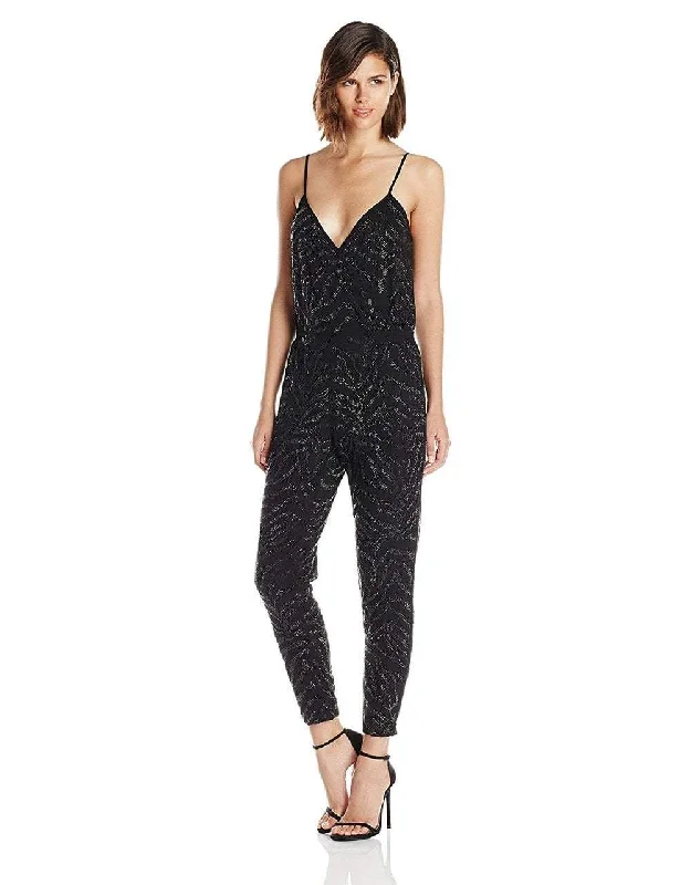 women's chic jumpsuitsAdrianna Papell - 231M59400SC V Neck Bedazzled Jumpsuit