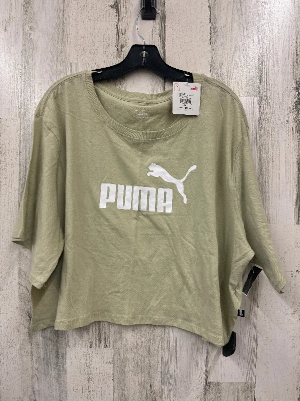 women's T-shirts with body-hugging designsGreen Top Short Sleeve Puma, Size 2x