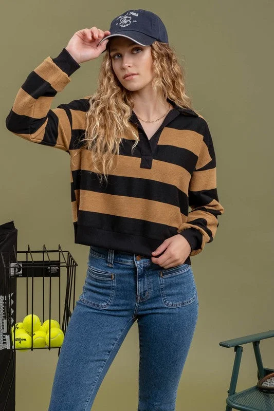 luxury women's topsCropped Wide Stripe Top - FINAL SALE