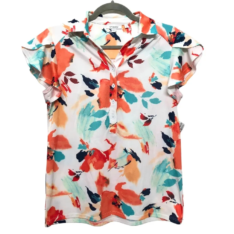 stylish women's T-shirtsFloral Print Top Short Sleeve Chicos, Size S