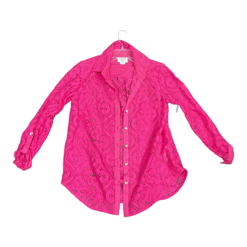 women's long sleeve tops with high-low hemlinesPink Top Long Sleeve Maeve, Size 2