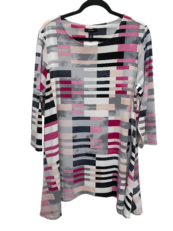 women's long sleeve tops with ethical sourcingPink & White Top Long Sleeve Alfani, Size Xl