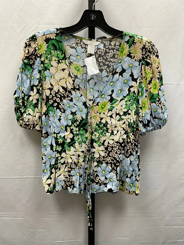 women's T-shirts with ethical sourcingFloral Print Top Short Sleeve H&m, Size Xxs