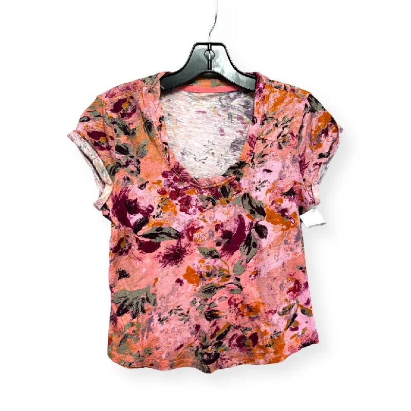 women's T-shirts with minimalist aestheticsFloral Print Top Short Sleeve Pilcro, Size Xs