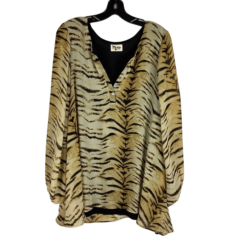 women's long sleeve tops with appliqué designsTop Long Sleeve/tunic/dress By Show Me Your Mumu In Animal Print, Size: L