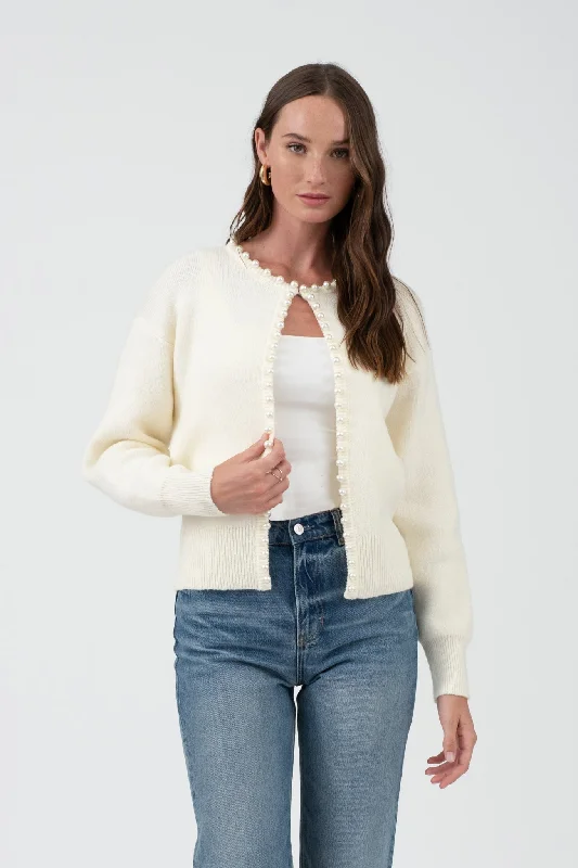 women's tops for those who want to add a pop of color to their outfitsPearl Trim Cardigan - FINAL SALE