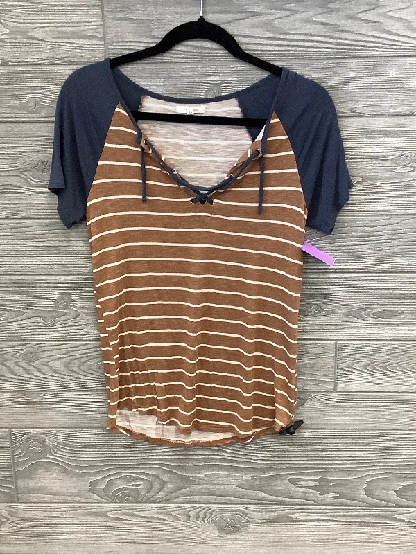 trendy women's T-shirtsStriped Pattern Top Short Sleeve Maurices, Size Xs