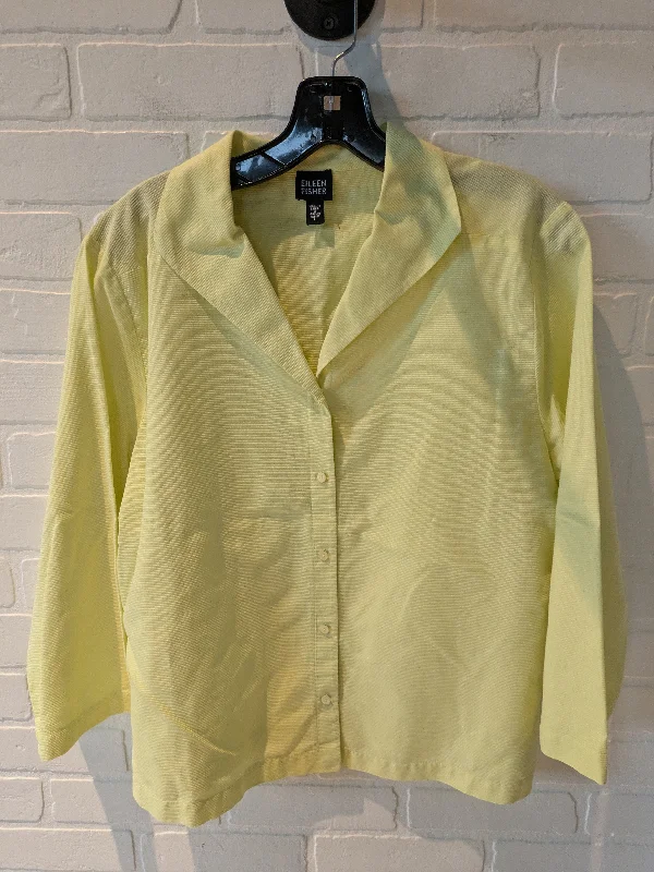 women's long sleeve tops with trendy patternsTop Long Sleeve By Eileen Fisher In Yellow, Size: L