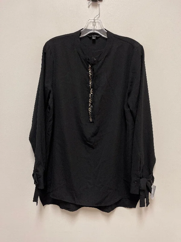 women's long sleeve tops with unique designsBlack Top Long Sleeve Simply Vera, Size L