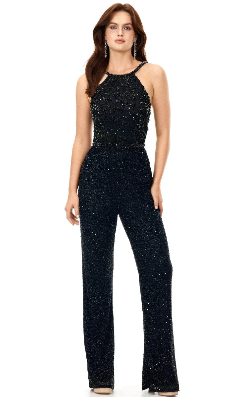 women's jumpsuits for date nightsAshley Lauren 11339 - Halter Jumpsuit