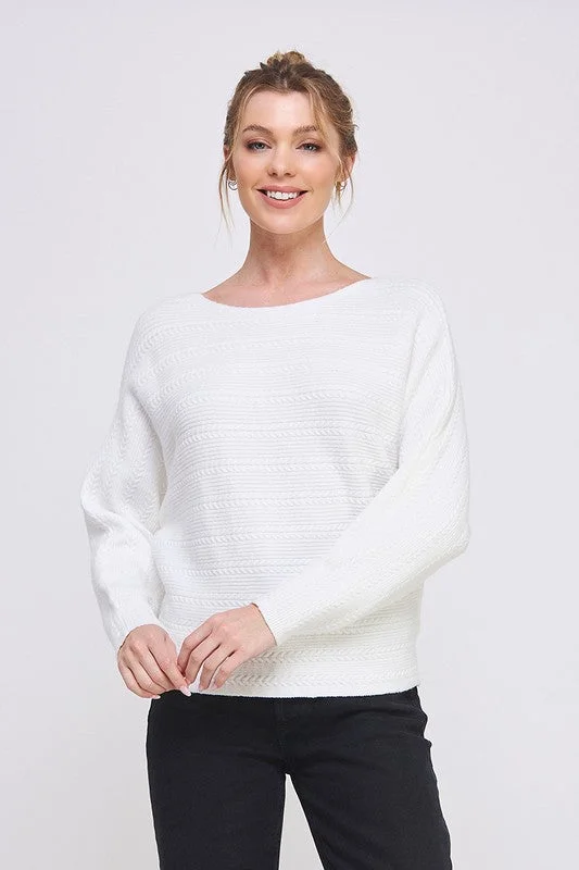 women's tops with built-in brasCable Knit Dolman Pullover - 2 Colors!