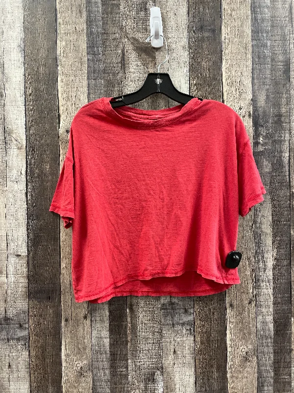 women's T-shirts with sequin embellishmentsRed Top Short Sleeve Aerie, Size Xs