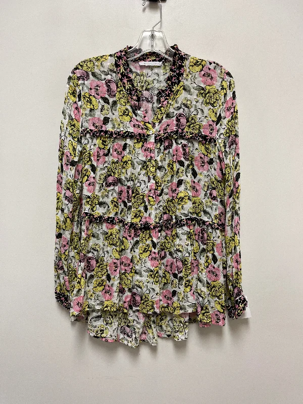 stylish women's long sleeve topsFloral Print Top Long Sleeve Jane And Delancey, Size M