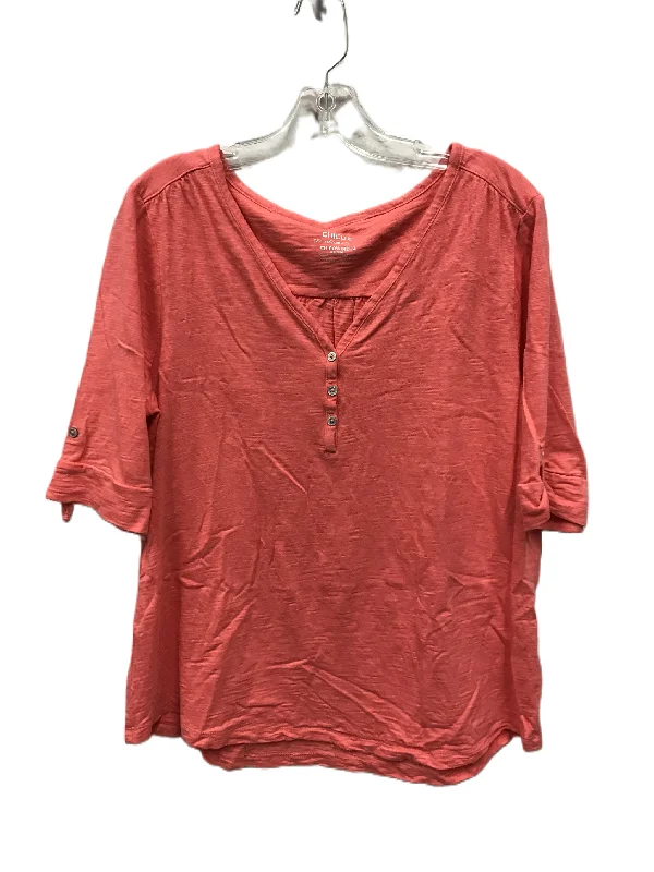 women's T-shirts for special occasionsOrange Top Short Sleeve By Chicos, Size: L