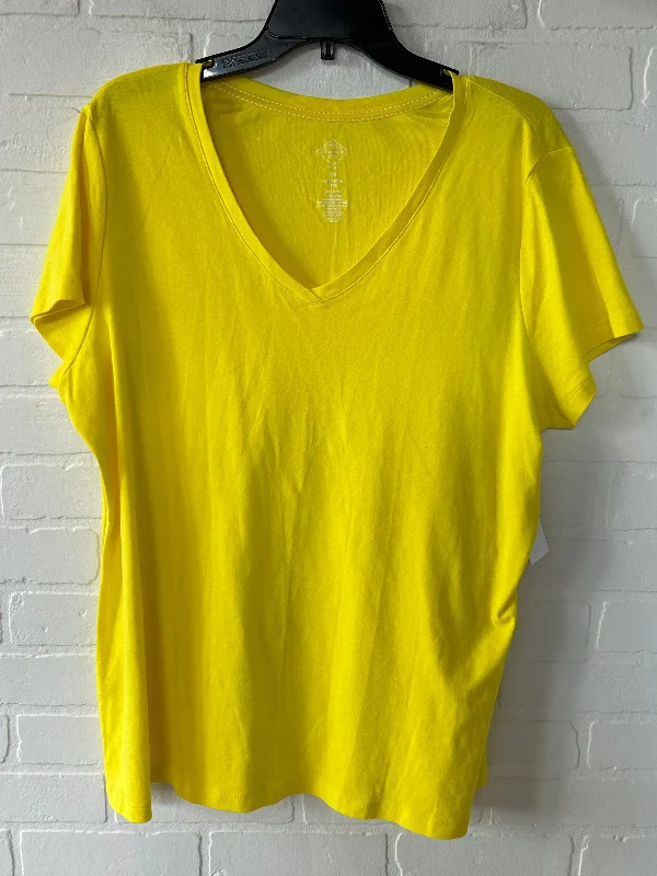 colorful women's T-shirtsYellow Top Short Sleeve Basic St Johns Bay, Size 2x