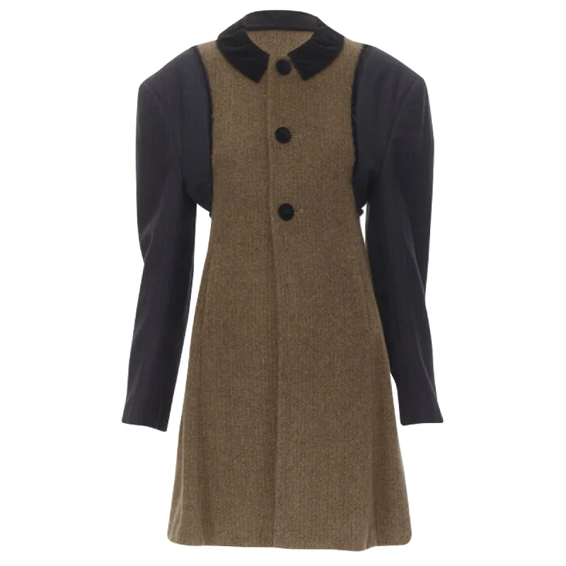 women's coats for everyday wear and tearComme Des Garcons herringbone reconstructed sleeve coat