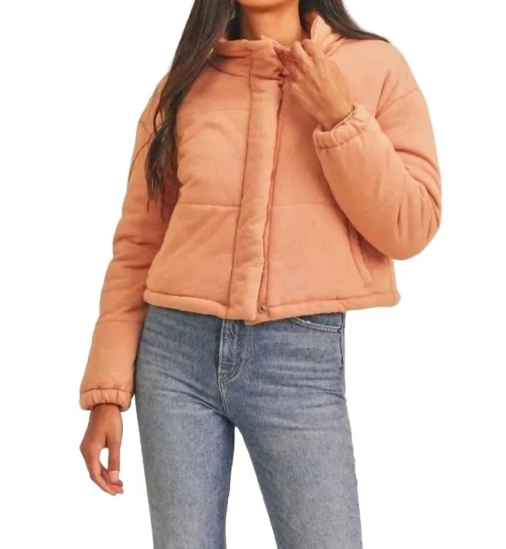 women's coats for day-to-night transitionsAriel Knit Quilting Jacket In Apricot