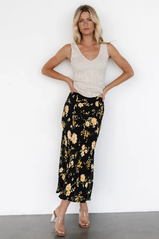 women's solid-color skirtsFairchild Skirt | Black Floral