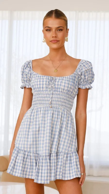 women's fair-trade dressesKori Mini Dress - Blue Check