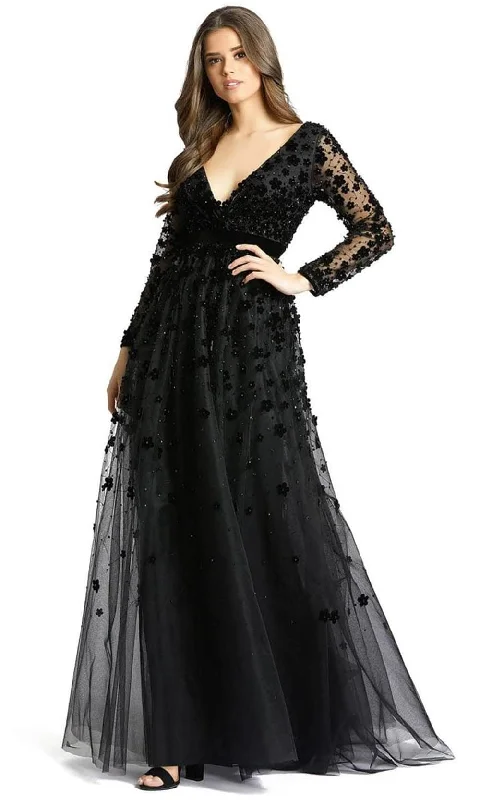 women's ruffle dressesMac Duggal 67502 - 3D Floral Applique A-Line Evening Gown