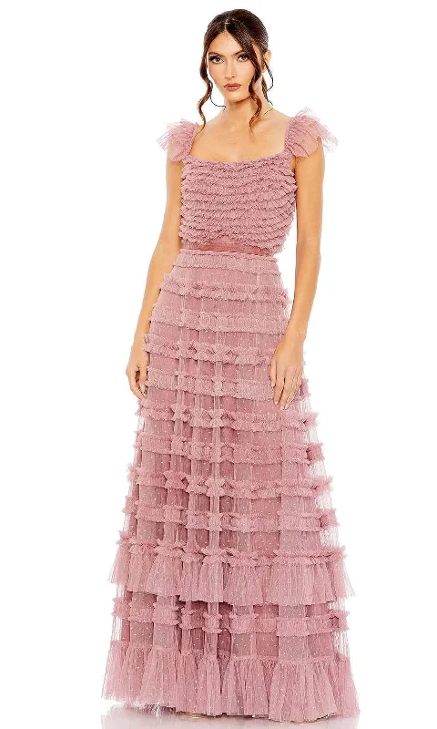 women's pastel dressesMac Duggal 8052 - Ruffled Tiered Evening Gown