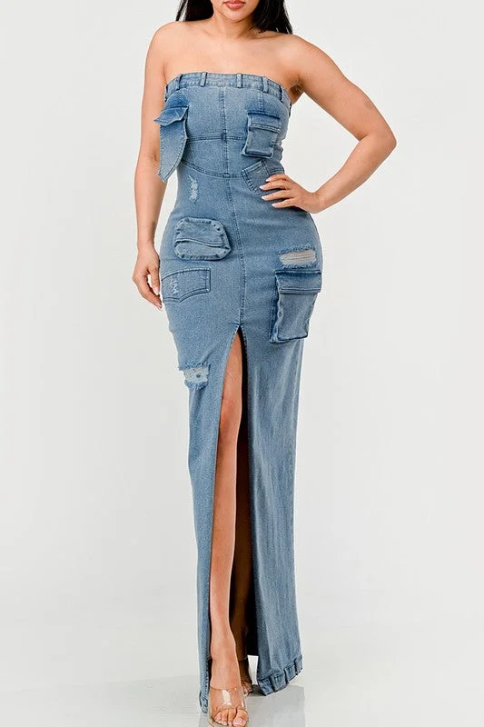 women's denim jeans with cotton blendUrban Chic Denim Gown