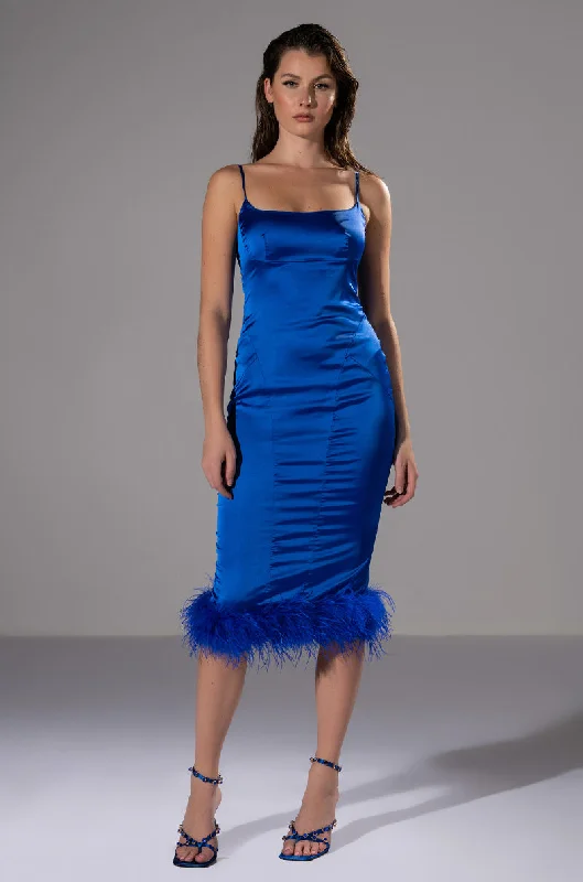 women's party dressesISLA FEATHER DETAIL STRAPLESS MIDI DRESS