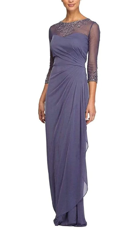 women's luxury dressesAlex Evenings - 232833 Beaded Sheer Long Sleeve Sheath Dress