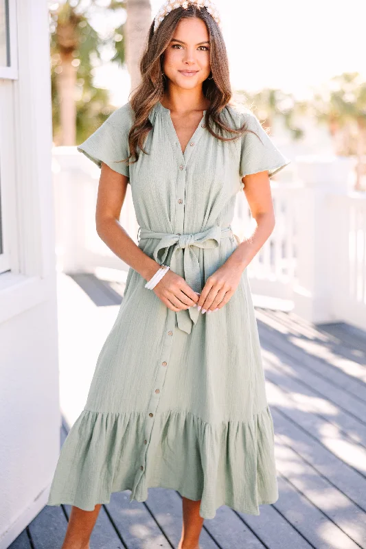 women's vacation dressesThis Is The Day Mint Green Gauze Midi Dress