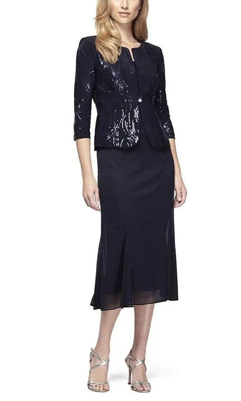 women's cotton dressesAlex Evenings - 196267 Chiffon Dress with Sequin Embellished Jacket