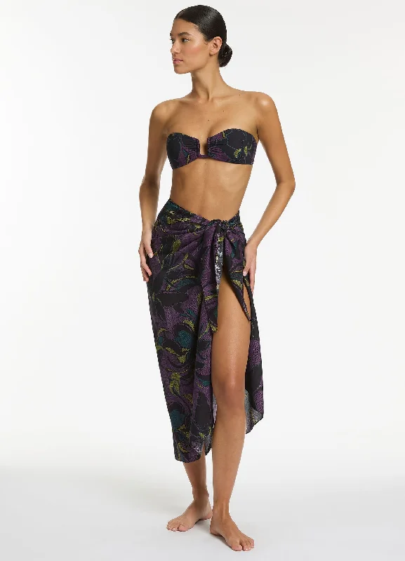 women's velvet wrap skirts for elegant eveningsMidnight Tropical Sarong - Amethyst