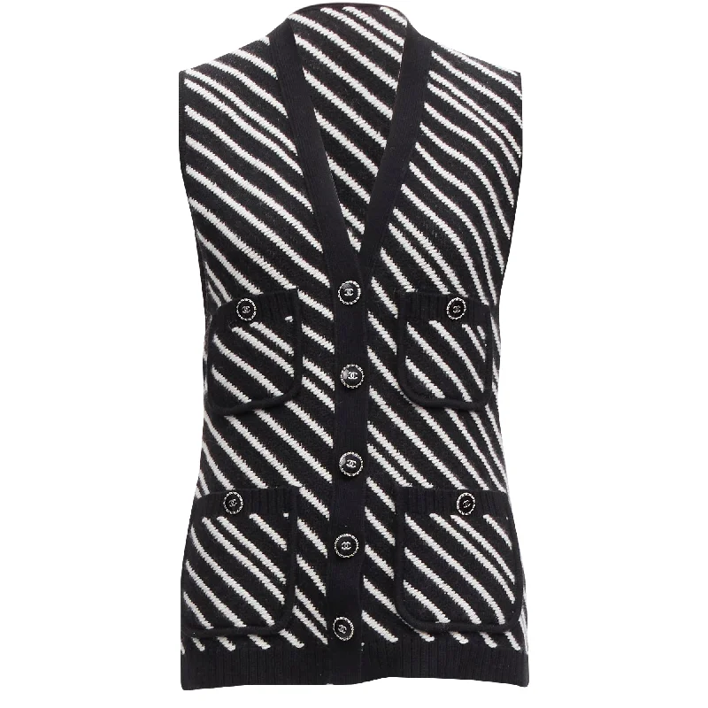 women's coats with hoodsChanel cashmere graphic stripes pocket vest jacket