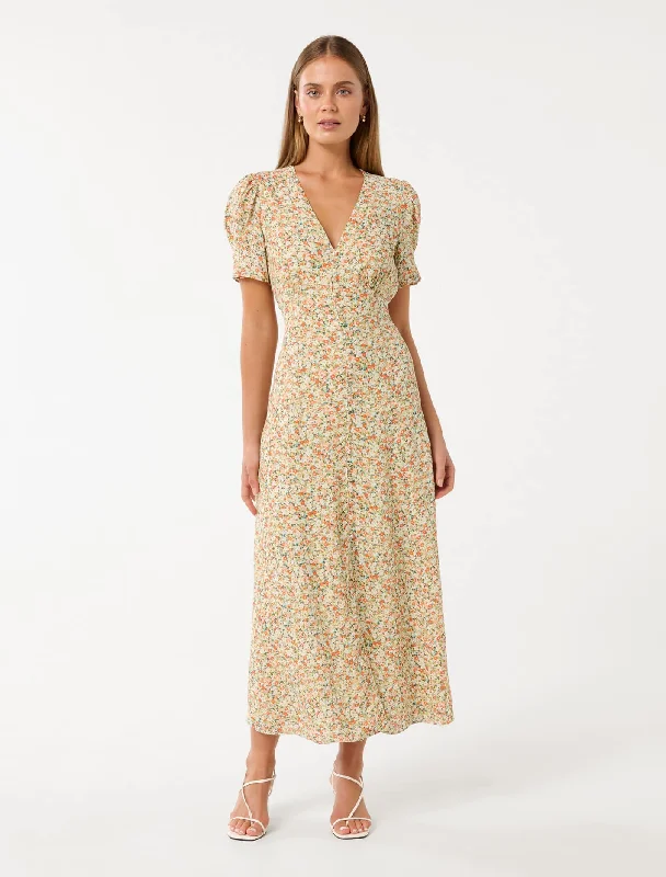 women's lace-up dressesSafira Printed Midi Sun Dress