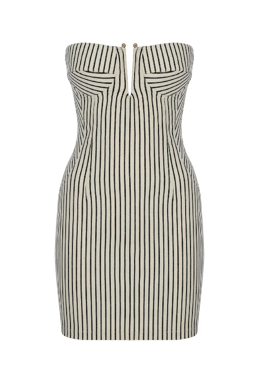 women's body-skimming dressesStriped Strapless Mini Dress