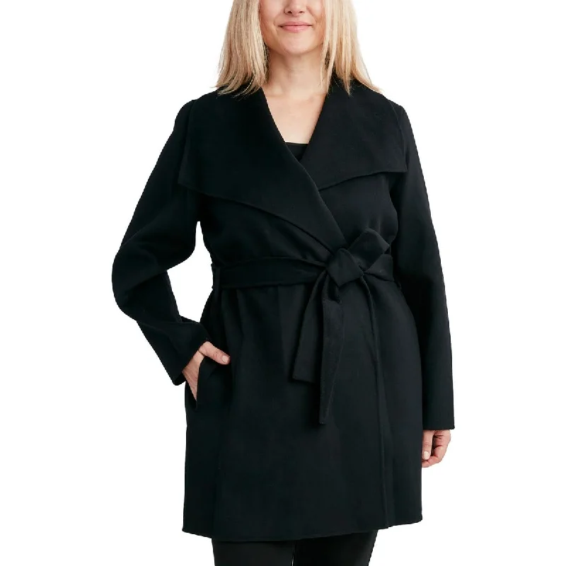 women's coats with oversized fitsWomens Wool Blend Tie Belt Wrap Coat