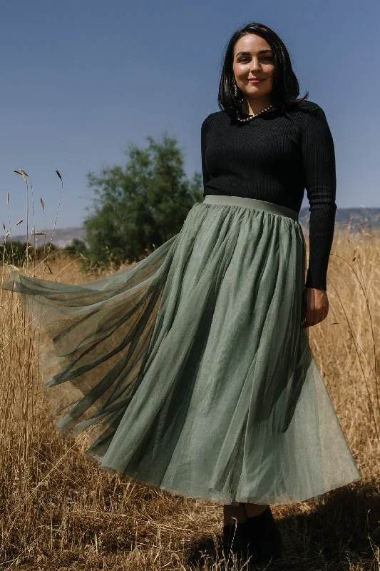 women's leather skirtsMila Tulle Skirt | Dark Sage