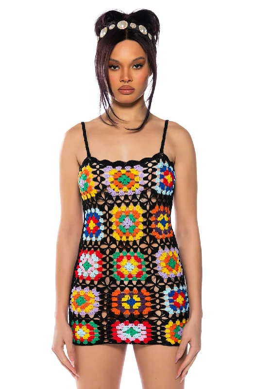 women's beach dressesARLO CROCHET KNIT MINI DRESS