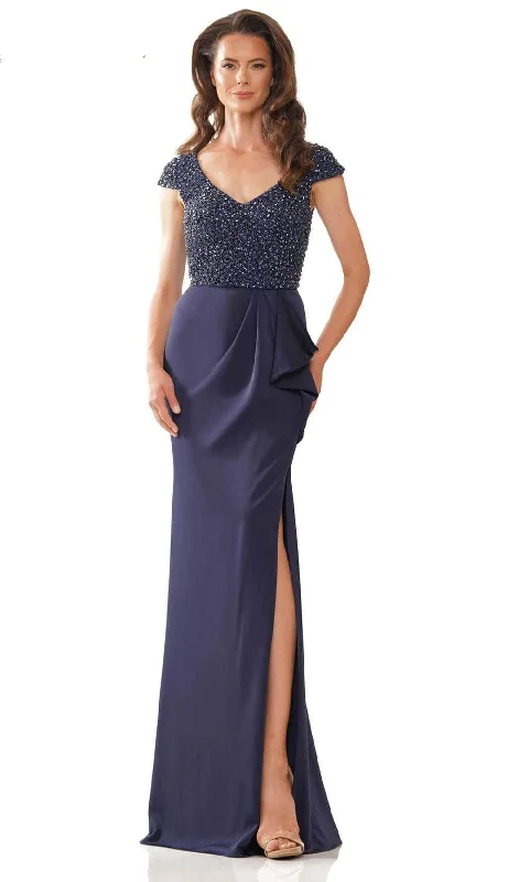 women's apple-shaped body dressesRina Di Montella RD2779 - Beaded Cap Sleeve Evening Gown