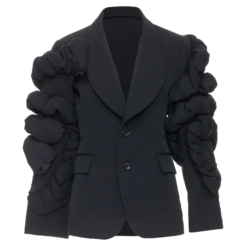 affordable women's coatsComme Des Garcons Wool Tiered Puff Sleeve Blazer Jacket