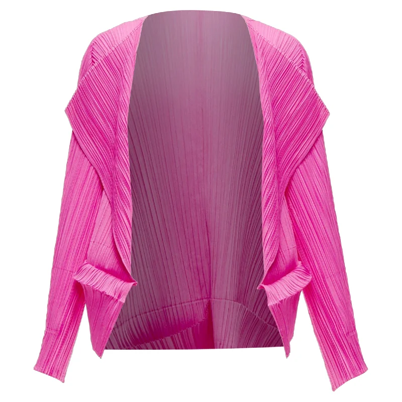 women's coats for snowboardingIssey Miyake Pleats Please Pleated 3D Cut Hem Cardigan Jacket