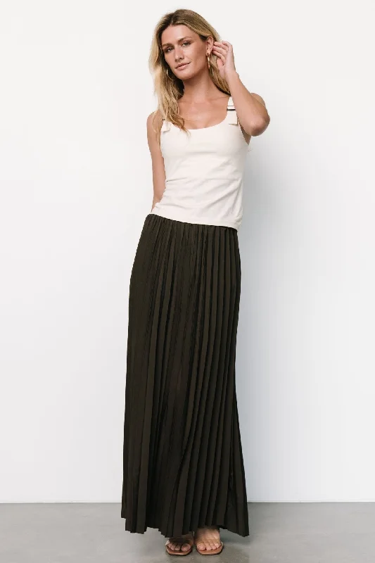 women's casual high-slit skirtsVinny Pleated Maxi Skirt | Charcoal