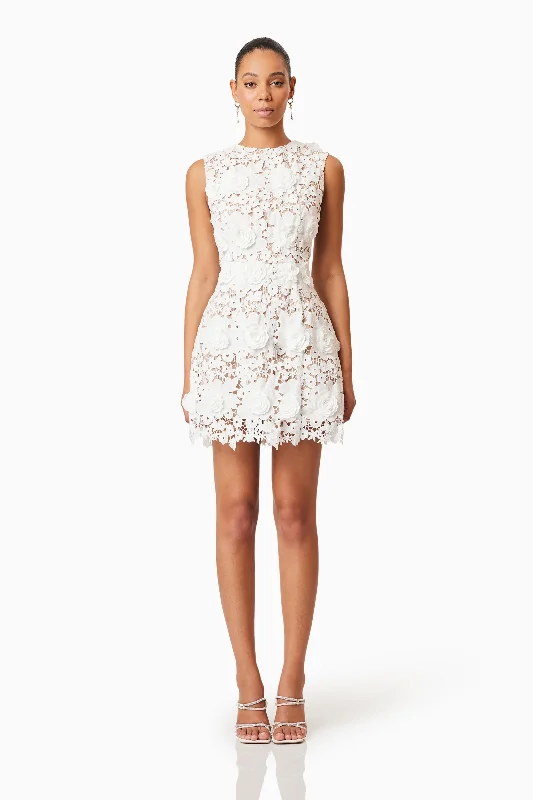 women's high-end dressesDaffodil Lace Mini Dress In White