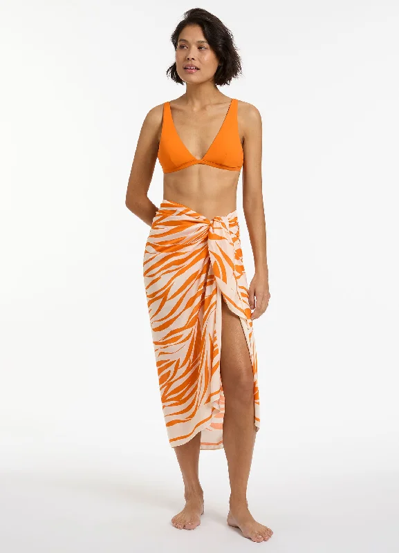 women's satin skirtsFine Lines Sarong  - Papaya