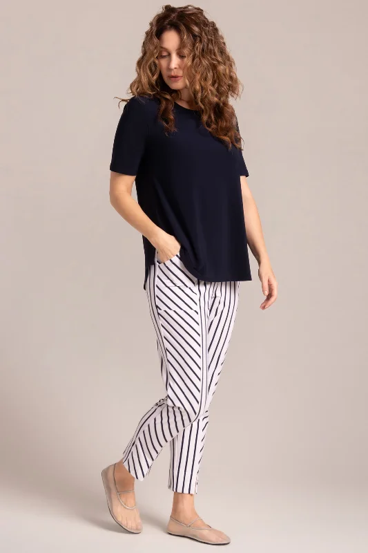 women's cool work skirtsHepburn Ankle Pant | Navy Stripe