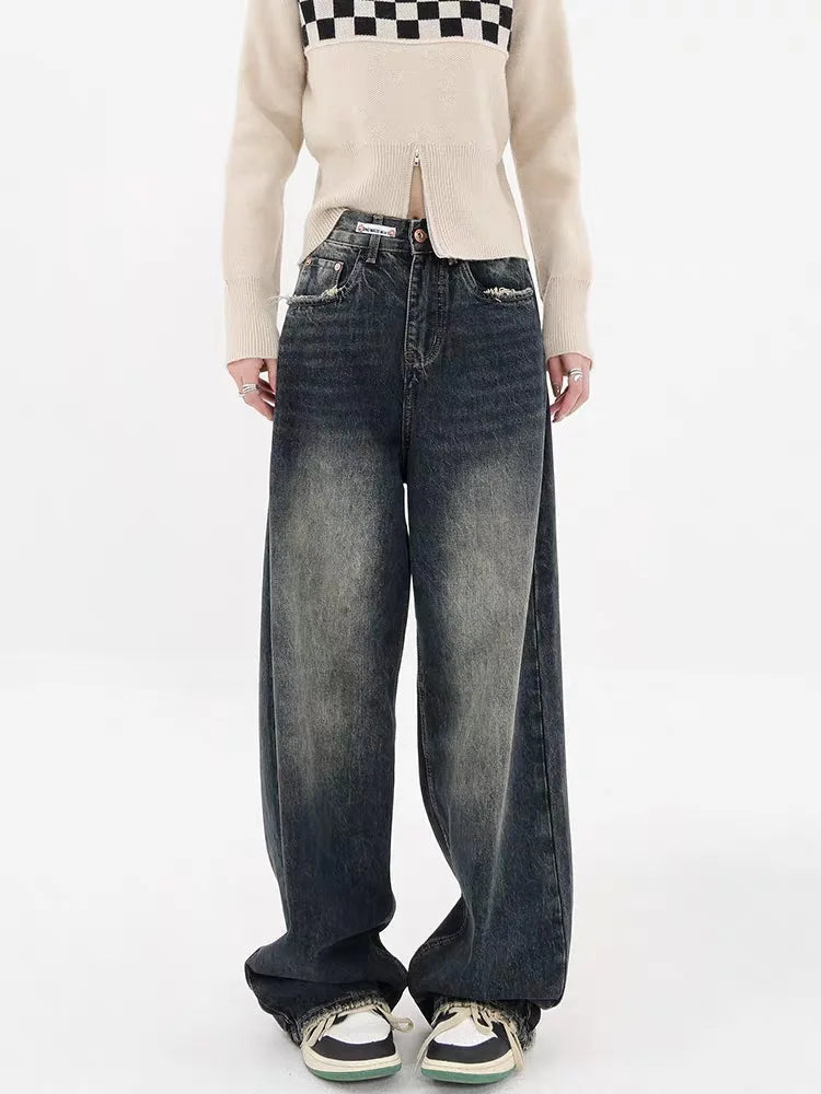 women's denim jeans for a timeless classic lookY2K Distressed Pocket Wide Leg Jeans