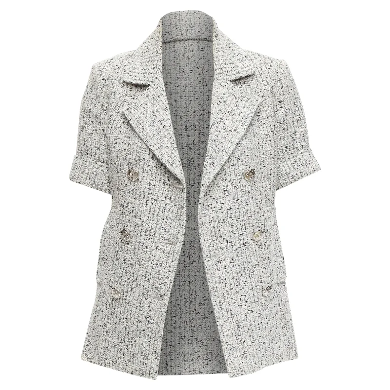 women's coats with removable fur liningsChanel Fantasy Tweed CC Buttons Cuffed Sleeves Jacket