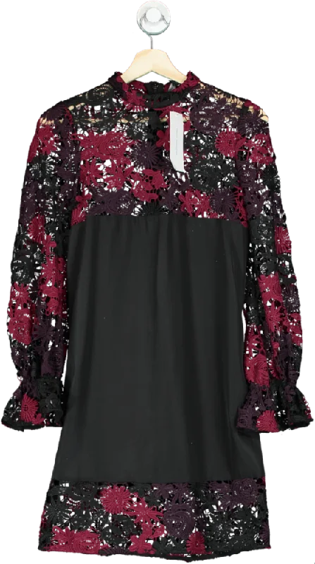 women's limited-edition dressesFrench Connection Black/Red Lace Mini Dress UK 6