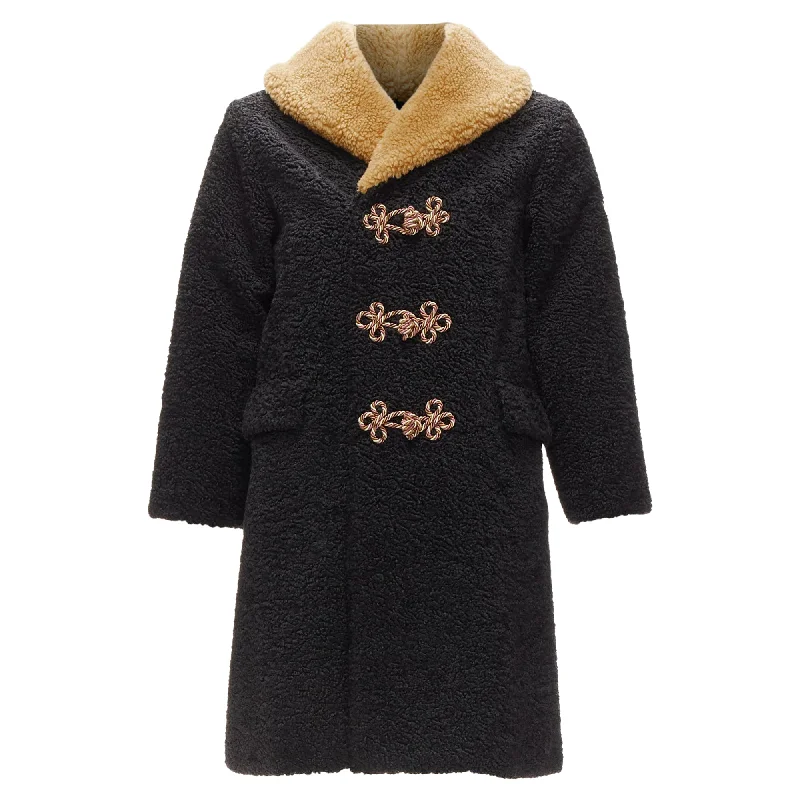 women's coats with lace detailingGucci Kids Anchor Knots Faux Shearling Teddy Coat