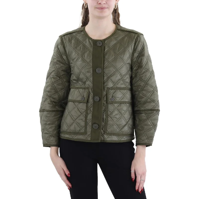 women's coats with velvet finishesWomens Reversible Outerwear Quilted Coat